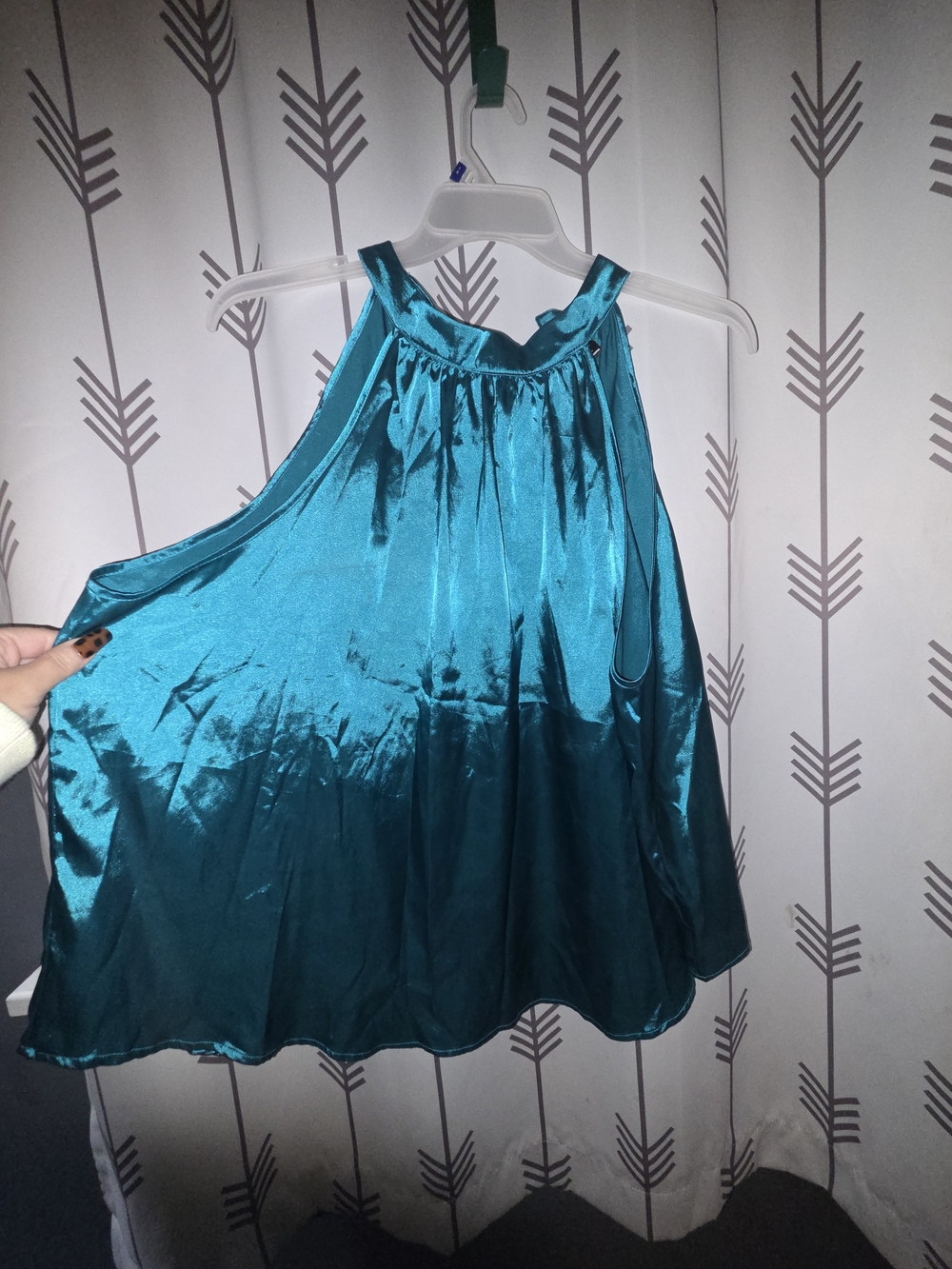 SHEIN Teal Satin Halter Swing Camisole